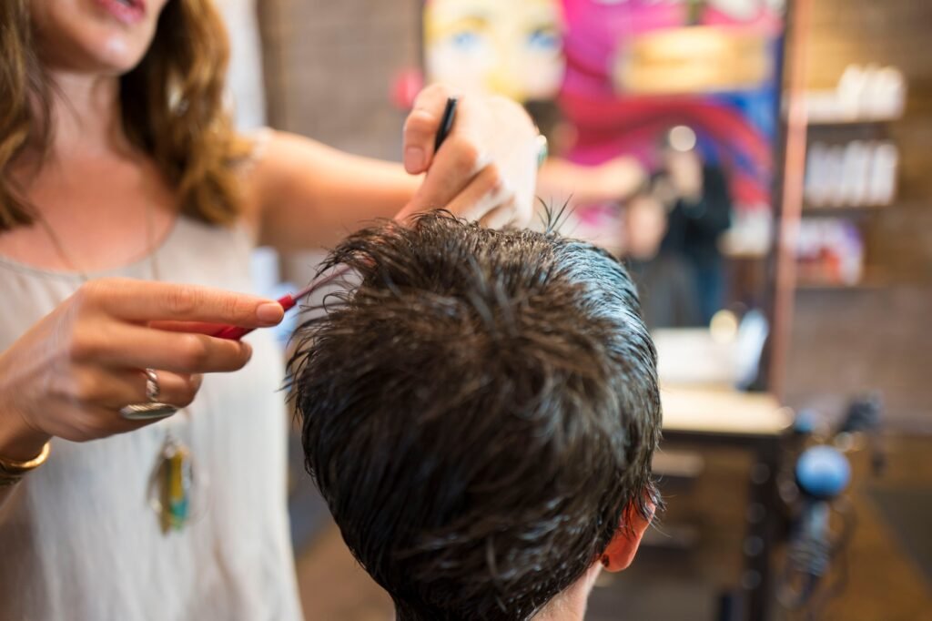 Hairstylist working in salon
